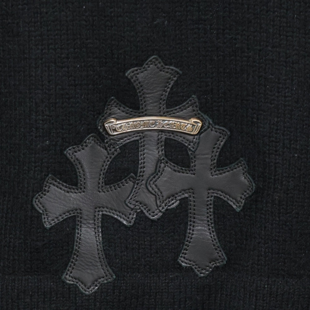 CHROME HEARTS(クロムハーツ) スクロールラベル クロスパッチ付き クロスボールボタン カシミヤニットカーディガン ブラック