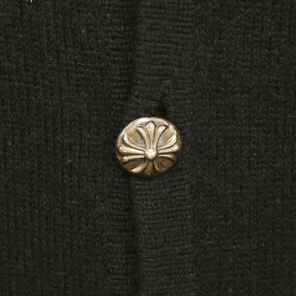 CHROME HEARTS(クロムハーツ) スクロールラベル クロスパッチ付き クロスボールボタン カシミヤニットカーディガン ブラック