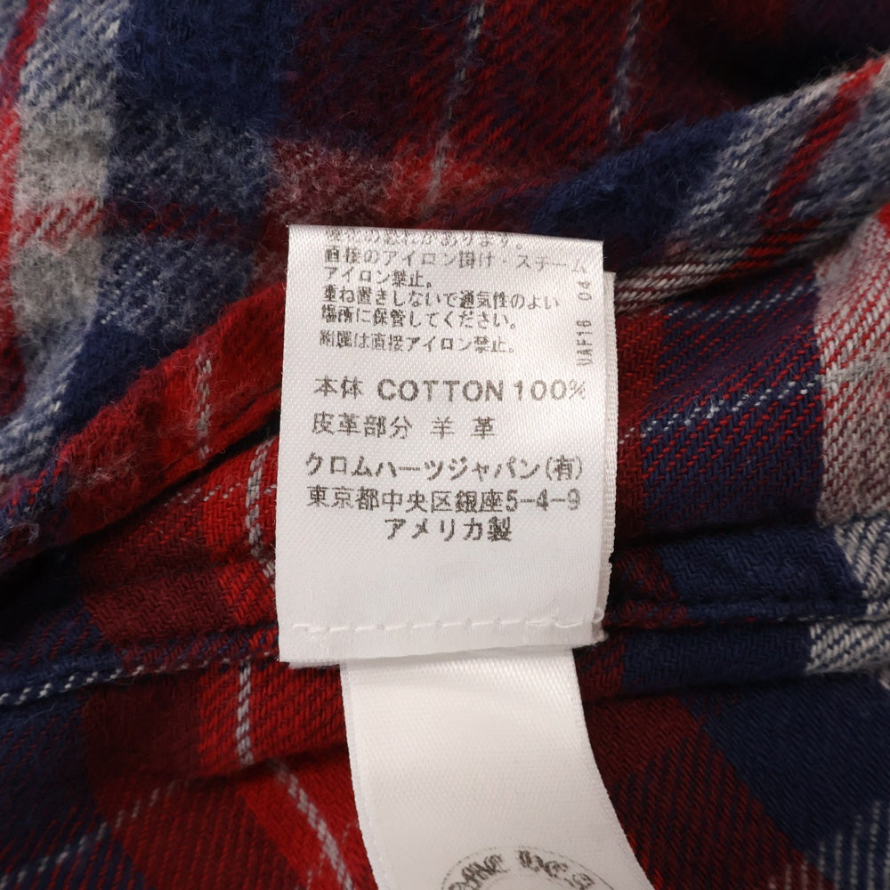 CHROME HEARTS(クロムハーツ) LOOSEENDS ルーズエンド チェックシャツ クロスボタン 長袖シャツ レッド/ネイビー