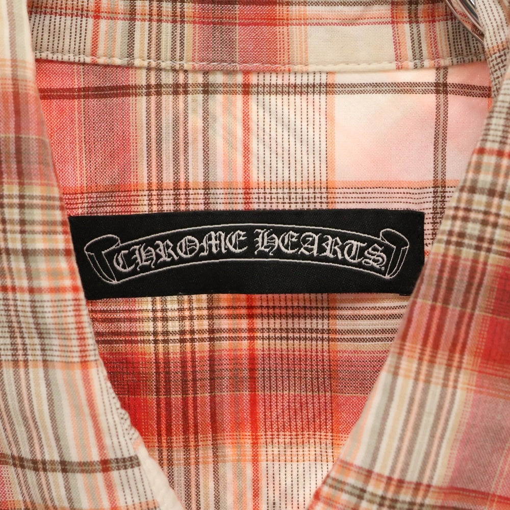 CHROME HEARTS(クロムハーツ) BSフレアレザーパッチ付きノースリーブシャツ レッド/ホワイト