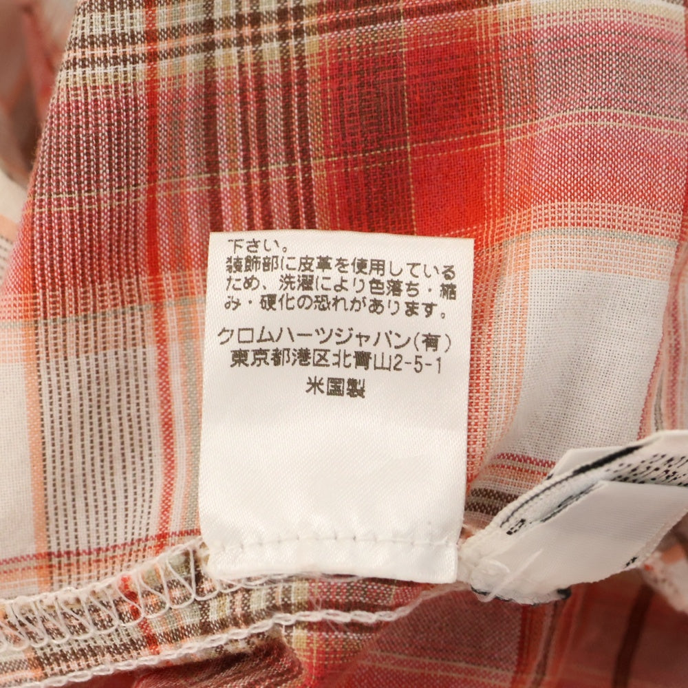 CHROME HEARTS(クロムハーツ) BSフレアレザーパッチ付きノースリーブシャツ レッド/ホワイト
