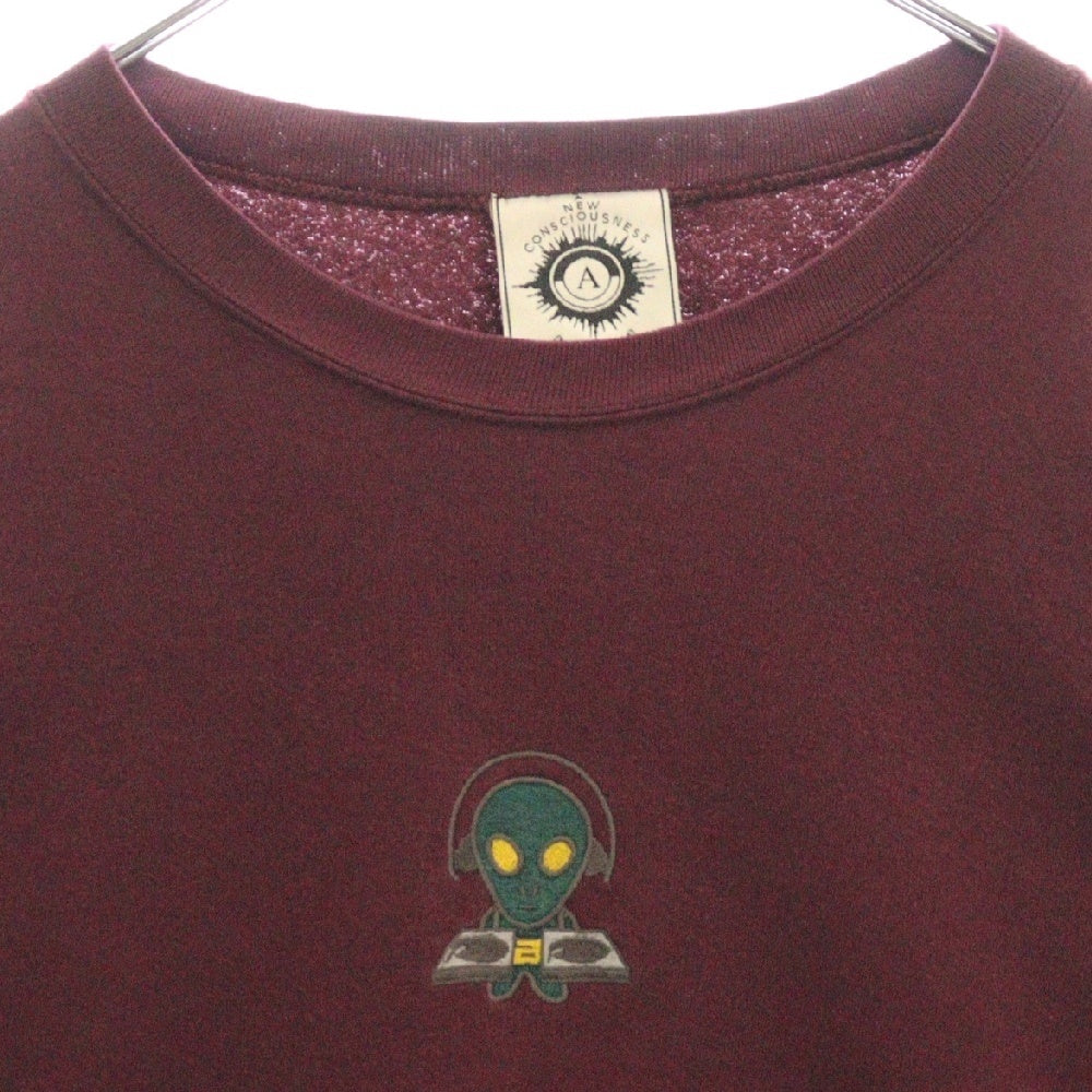 VINTAGE(ヴィンテージ) 90s ANARCHIC ADJUSTMENT アナーキックアジャストメント エイリアン刺繍 クルーネックスウェットトレーナー バーガンディ
