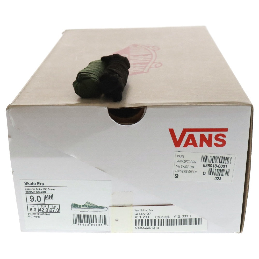 SUPREME(シュプリーム) 23SS×VANS SKATE ERA Dollar Bill Green バンス スケートエラ ダラー総柄ローカットスニーカー VN0A5FC9GRN グリーン US9/27.0cm
