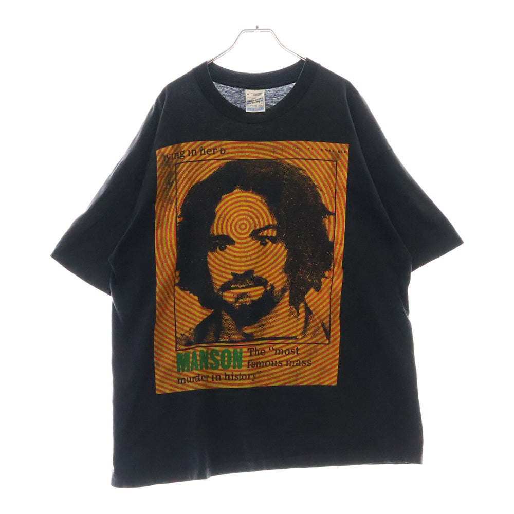 VINTAGE(ヴィンテージ) CHARLES MANSON チャールズマンソン プリント半袖カットソー Tシャツ ブラック/イエロー