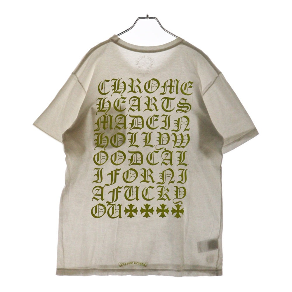 CHROME HEARTS(クロムハーツ) CH T-SHRT 1 バック英字プリント ポケット半袖Tシャツ カットソー ホワイト/イエロー