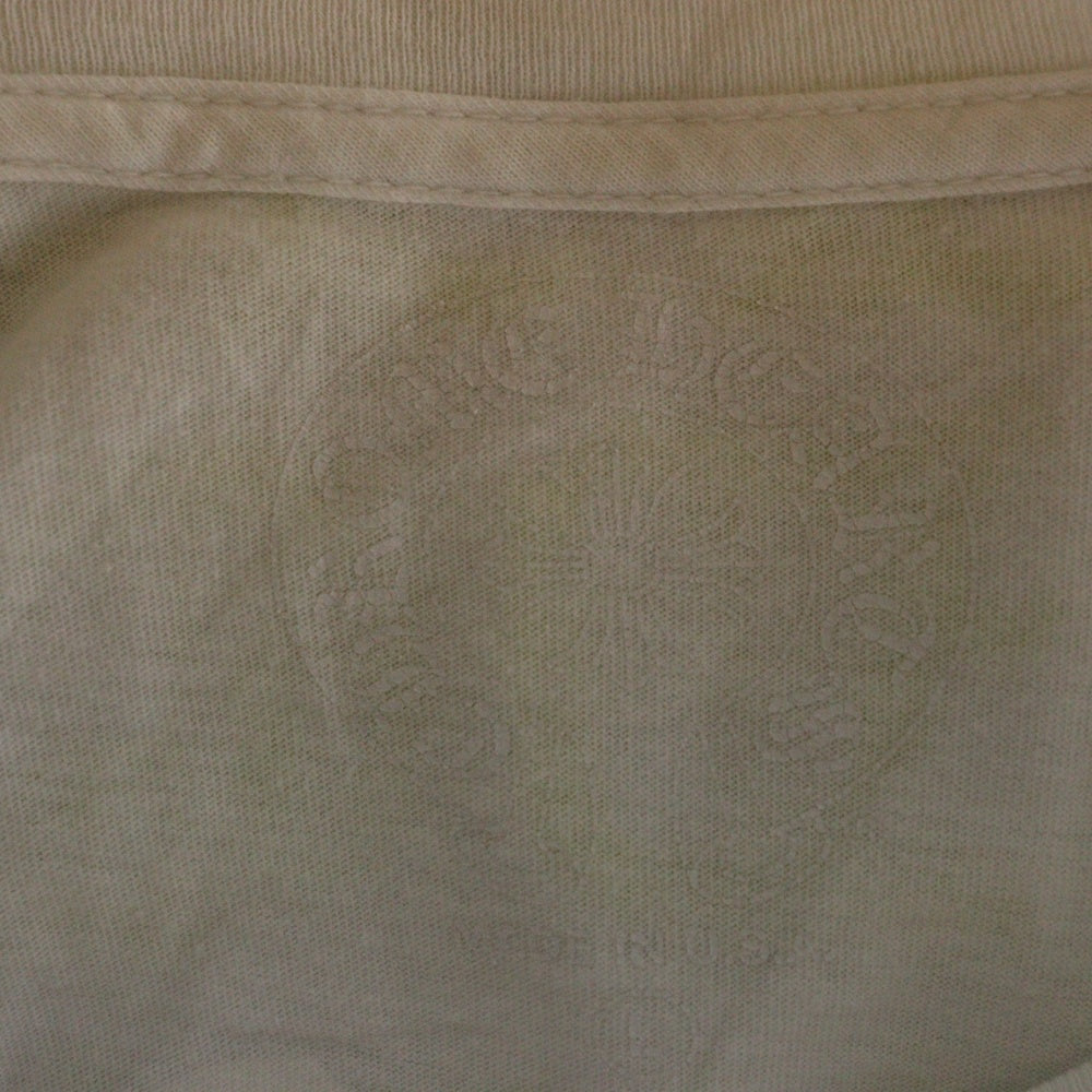 CHROME HEARTS(クロムハーツ) CH T-SHRT 1 バック英字プリント ポケット半袖Tシャツ カットソー ホワイト/イエロー