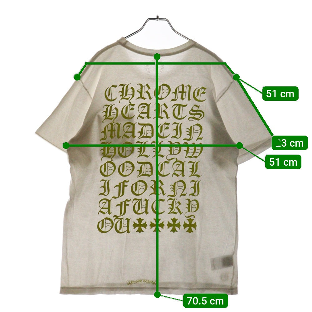 CHROME HEARTS(クロムハーツ) CH T-SHRT 1 バック英字プリント ポケット半袖Tシャツ カットソー ホワイト/イエロー