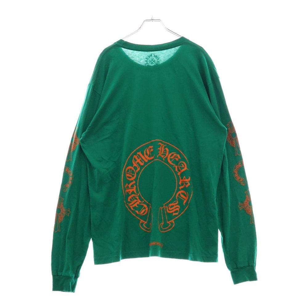 CHROME HEARTS(クロムハーツ) CH L S 1 バックホースシュープリント 長袖Tシャツ ロングスリーブカットソー グリーン