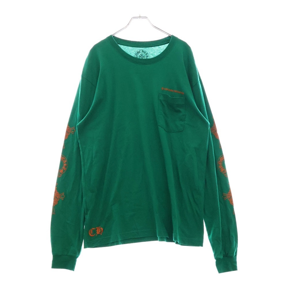 CHROME HEARTS(クロムハーツ) CH L S 1 バックホースシュープリント 長袖Tシャツ ロングスリーブカットソー グリーン