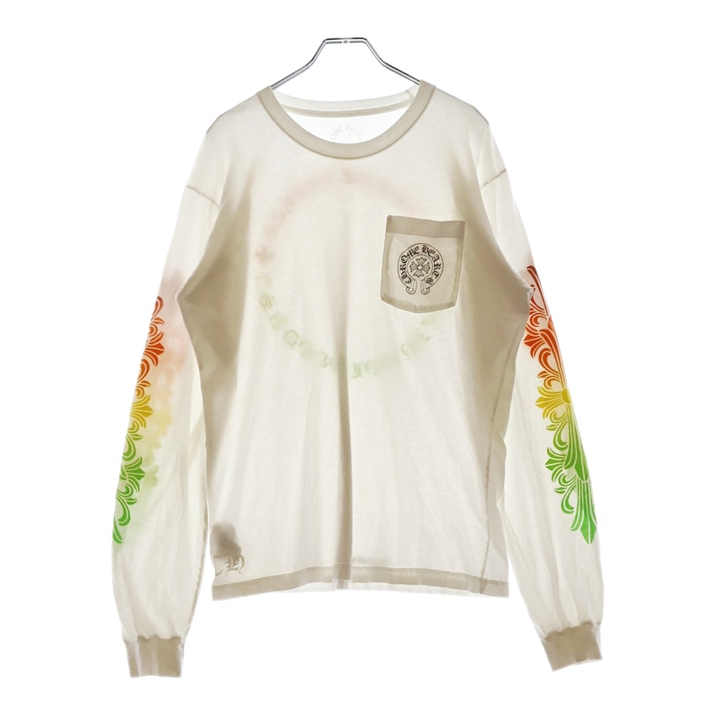 CHROME HEARTS(クロムハーツ) BACK GRAD CIRCLE LOGO L/S TEE バックグラデーション サークルロゴプリント 長袖Tシャツ ロングスリーブカットソー ホワイト