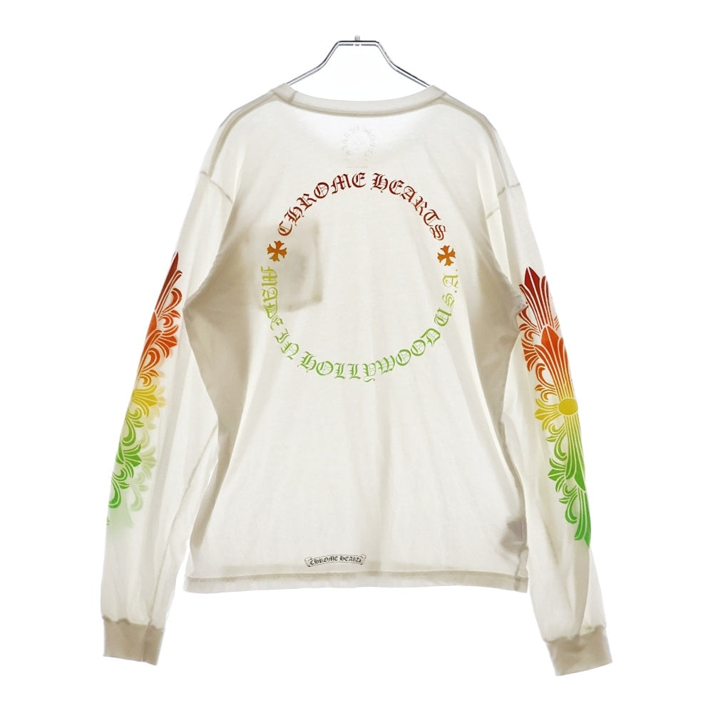 CHROME HEARTS(クロムハーツ) BACK GRAD CIRCLE LOGO L/S TEE バックグラデーション サークルロゴプリント 長袖Tシャツ ロングスリーブカットソー ホワイト