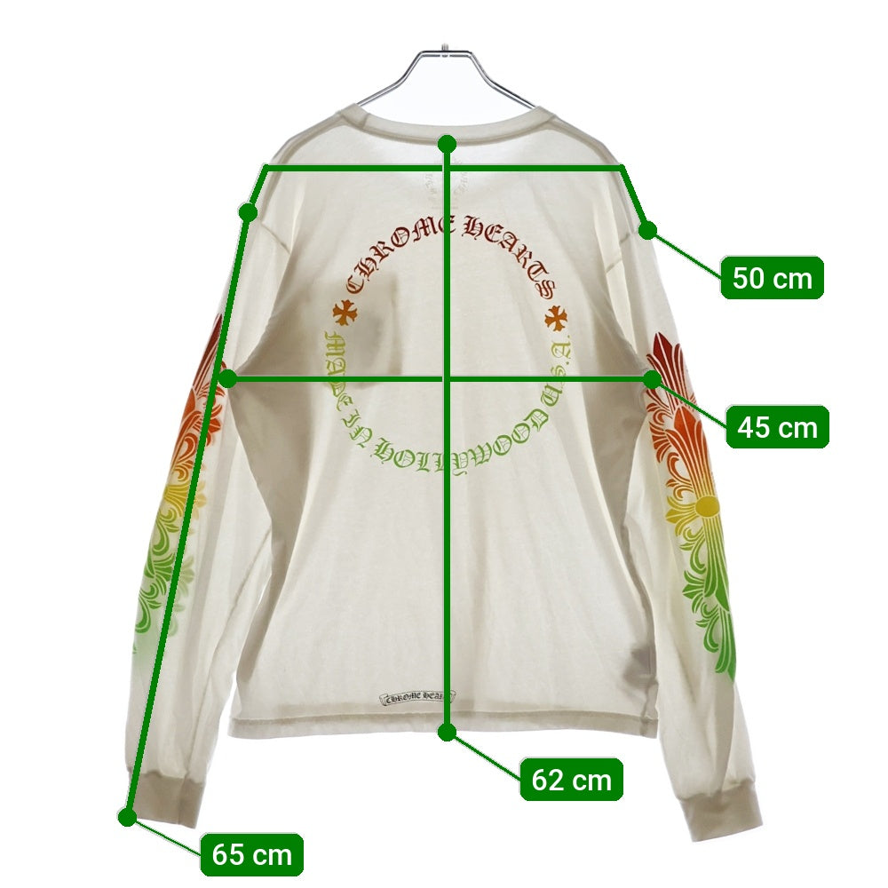 CHROME HEARTS(クロムハーツ) BACK GRAD CIRCLE LOGO L/S TEE バックグラデーション サークルロゴプリント 長袖Tシャツ ロングスリーブカットソー ホワイト