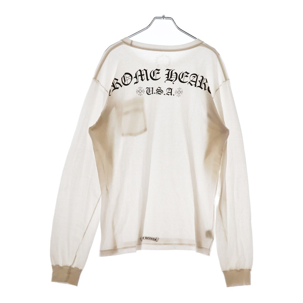 CHROME HEARTS(クロムハーツ) CH L S 1 バックアーチロゴプリント USA 長袖Tシャツ ロングスリーブカットソー ホワイト