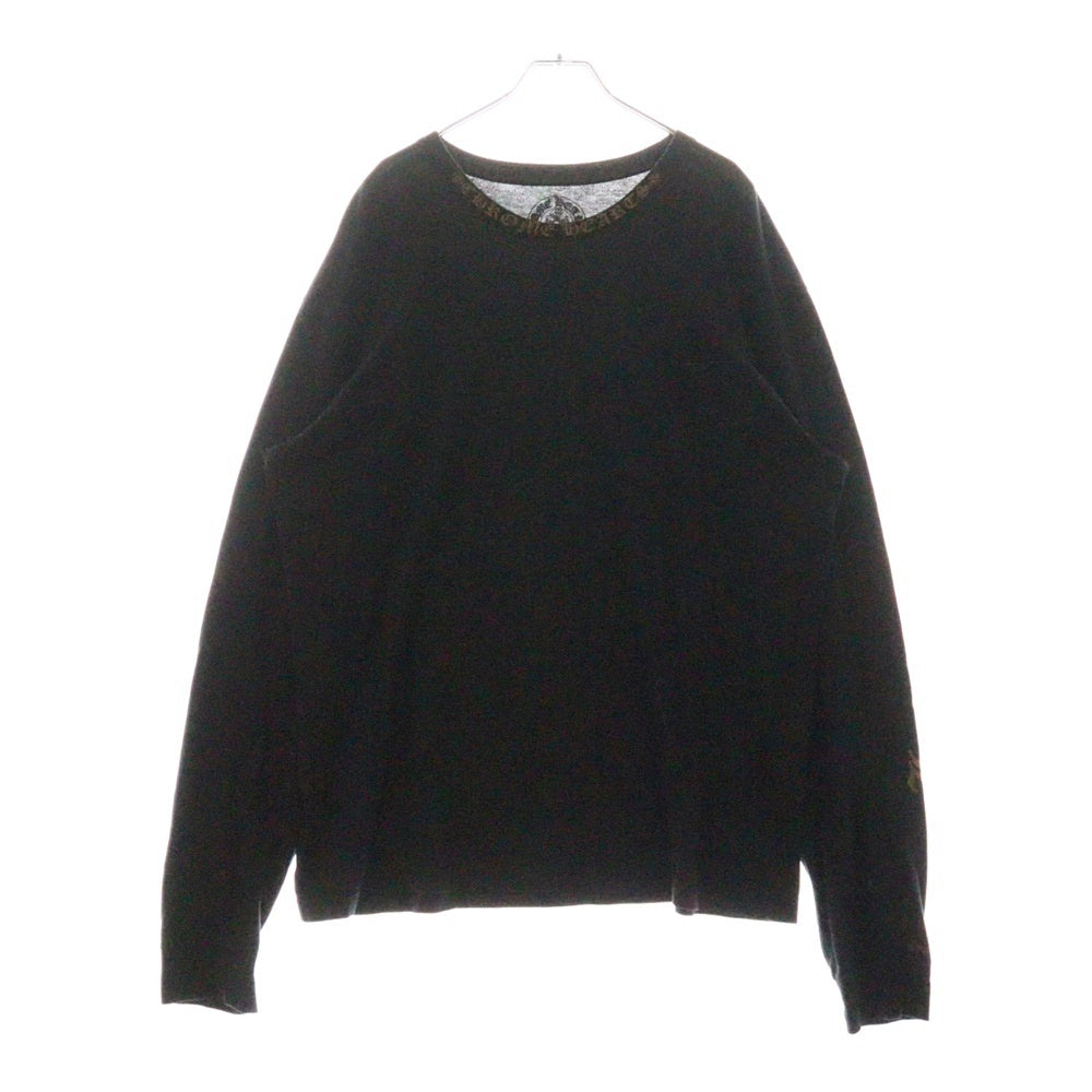 CHROME HEARTS(クロムハーツ) CH L S 1 ネックロゴアームロゴプリント 長袖Tシャツ ロングスリーブカットソー ブラック/ブラウン