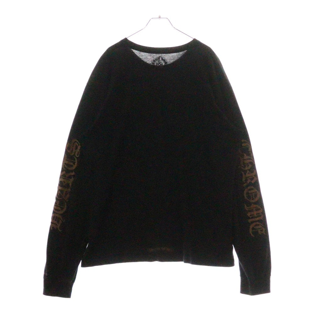 CHROME HEARTS(クロムハーツ) CH L S 1 ネックロゴアームロゴプリント 長袖Tシャツ ロングスリーブカットソー ブラック/ブラウン