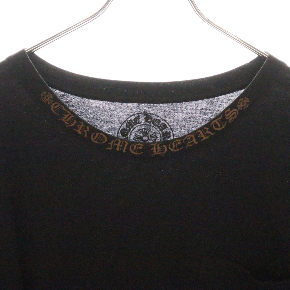 CHROME HEARTS(クロムハーツ) CH L S 1 ネックロゴアームロゴプリント 長袖Tシャツ ロングスリーブカットソー ブラック/ブラウン