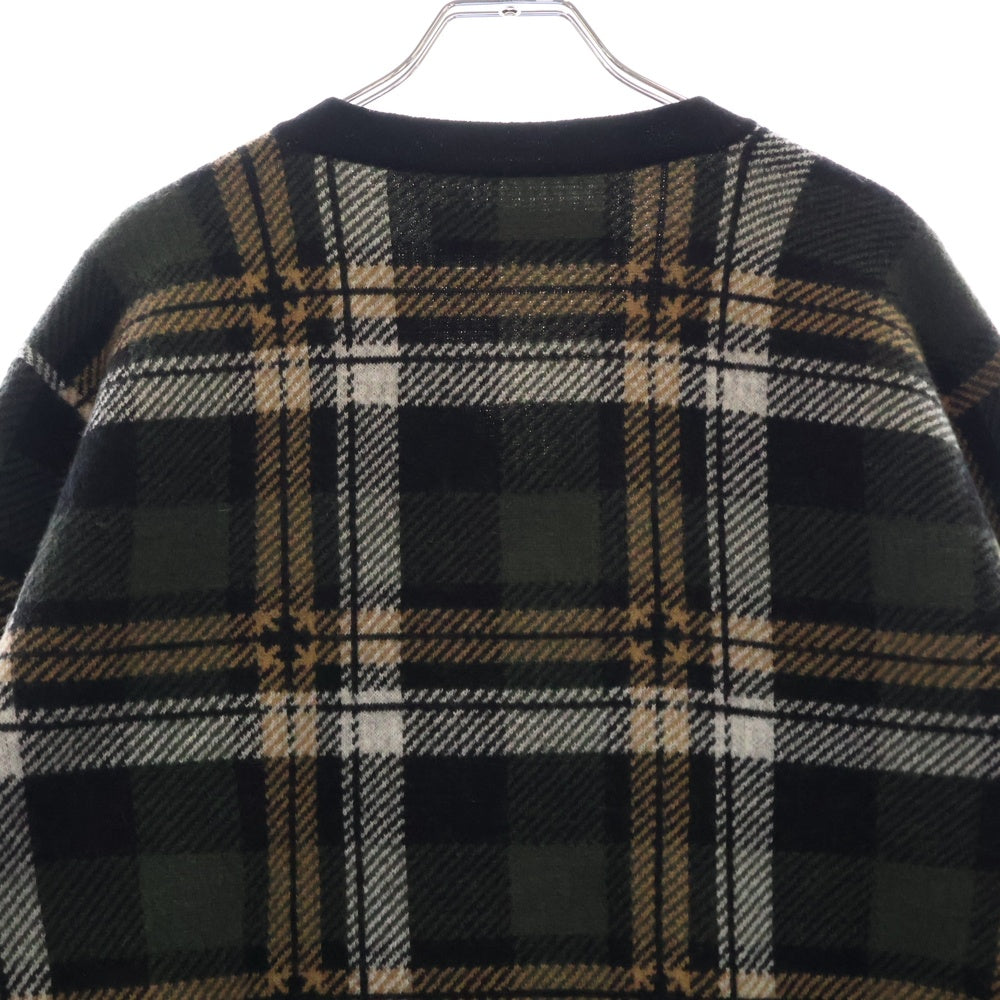 CHROME HEARTS(クロムハーツ) BIG CITY V NECK チェック柄カシミヤブレンドVネックニットセーター グリーン/ブラック