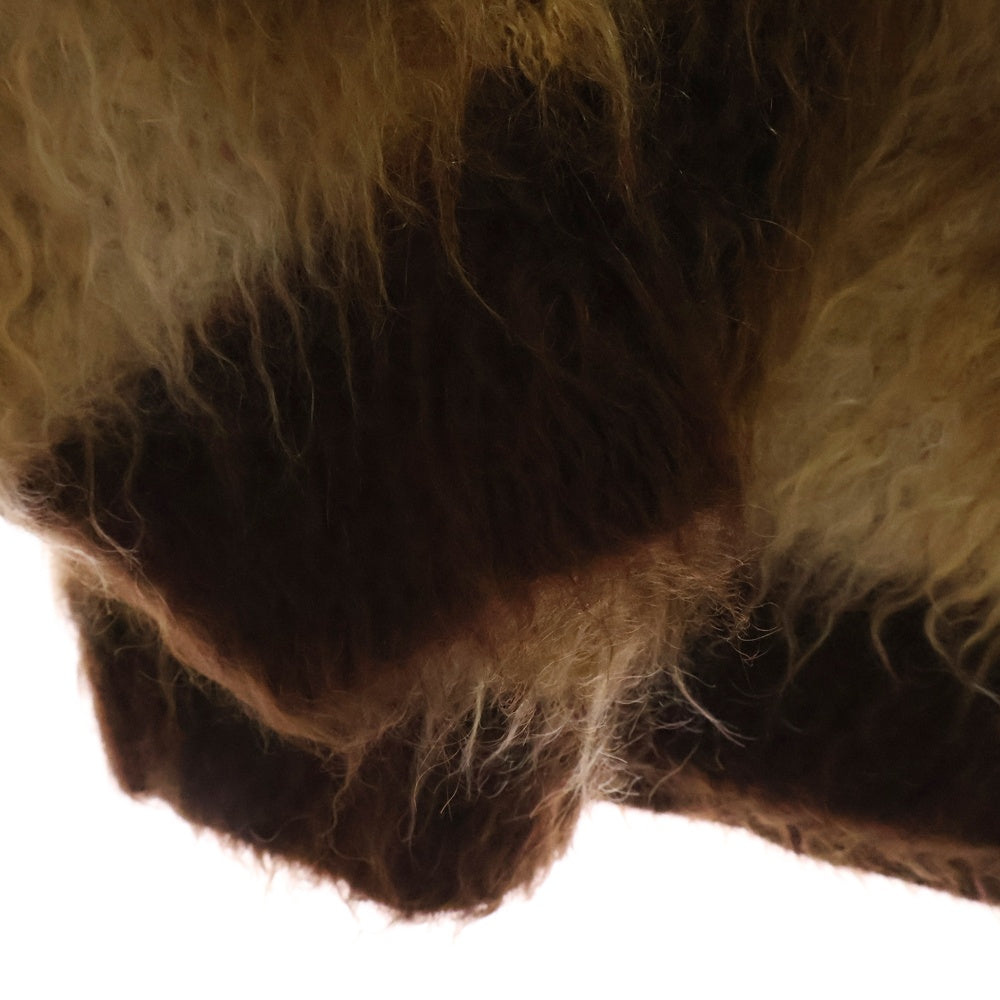 CELINE(セリーヌ) 22AW Cropped Boxy Sweater In Brushed Mohair クロップドボクシーセーターインブラッシュドモヘア アーガイル柄ニットセーター 2AA24606S ブラウン