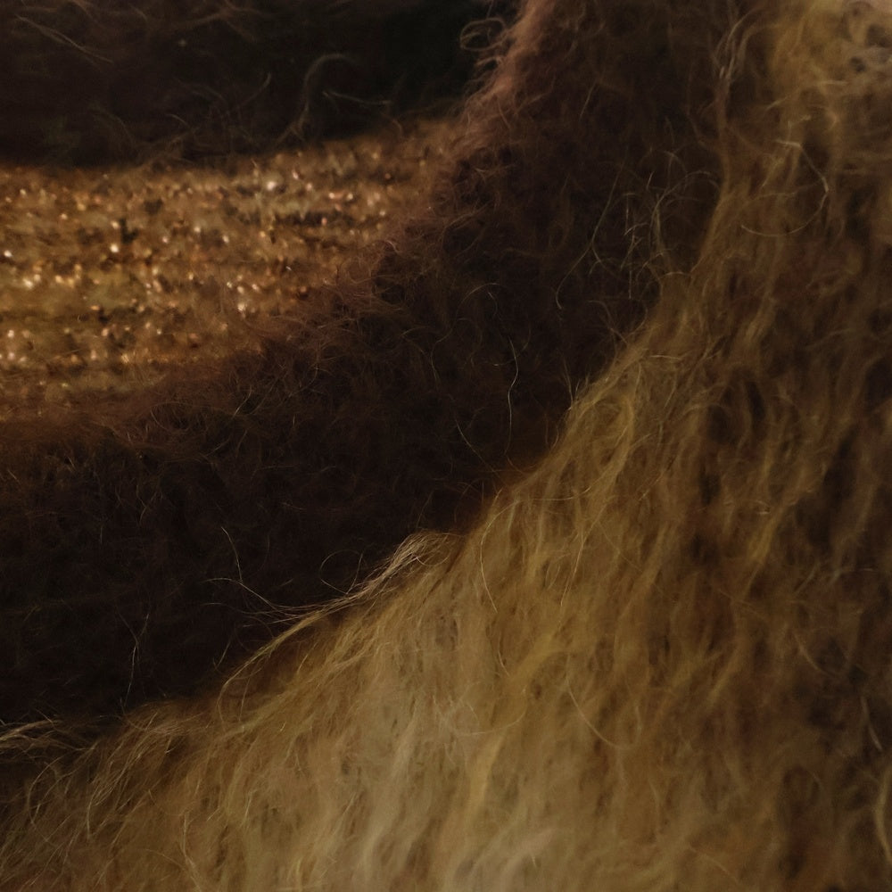 CELINE(セリーヌ) 22AW Cropped Boxy Sweater In Brushed Mohair クロップドボクシーセーターインブラッシュドモヘア アーガイル柄ニットセーター 2AA24606S ブラウン