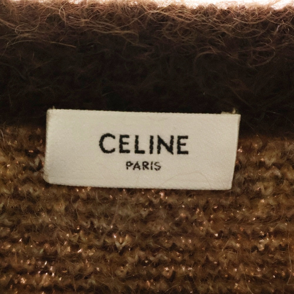 CELINE(セリーヌ) 22AW Cropped Boxy Sweater In Brushed Mohair クロップドボクシーセーターインブラッシュドモヘア アーガイル柄ニットセーター 2AA24606S ブラウン