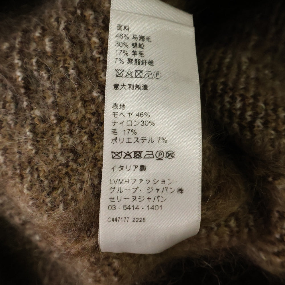 CELINE(セリーヌ) 22AW Cropped Boxy Sweater In Brushed Mohair クロップドボクシーセーターインブラッシュドモヘア アーガイル柄ニットセーター 2AA24606S ブラウン