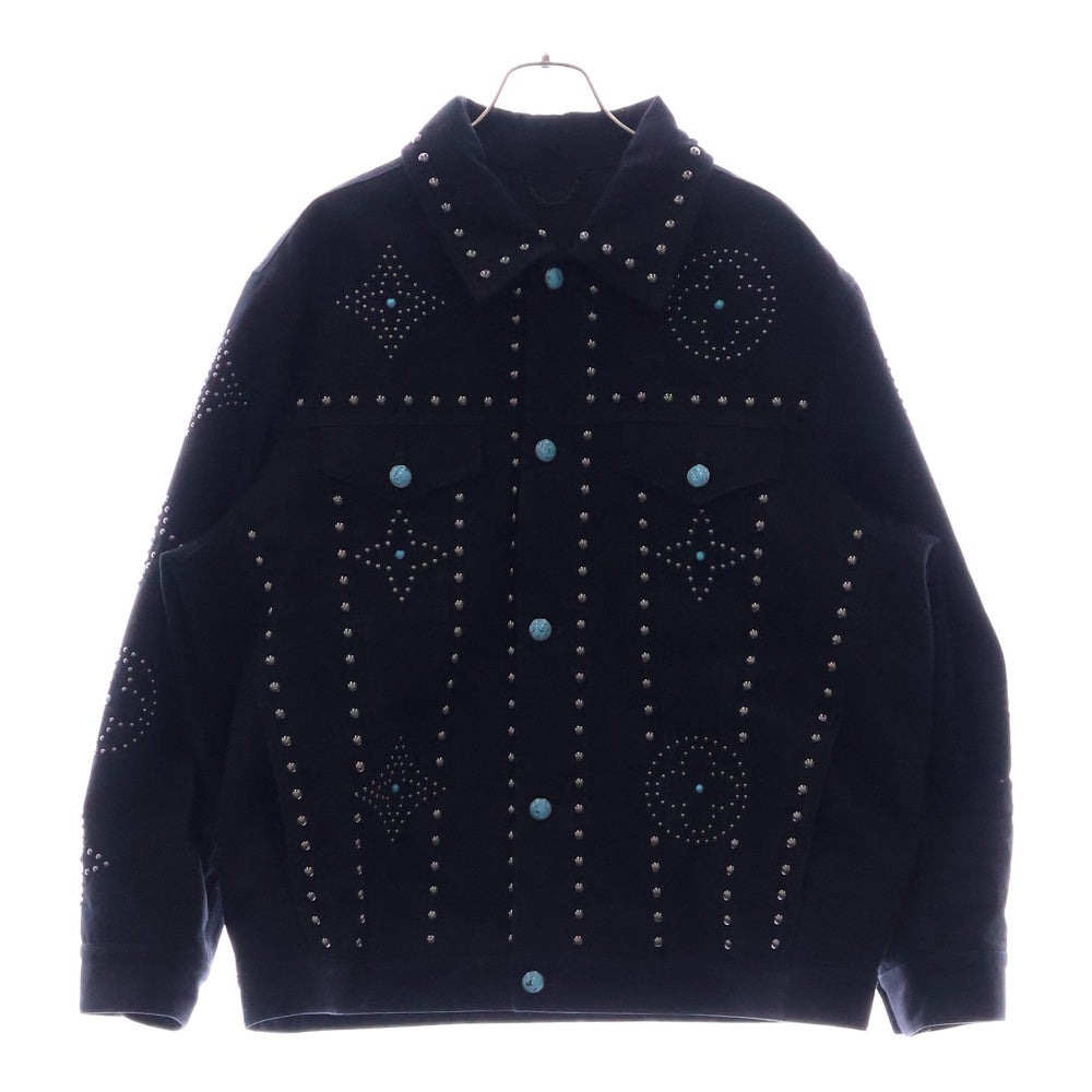 LOUIS VUITTON(ルイヴィトン) 24AW ターコイズスタッズ装飾 エンブロイダードデニムジャケット RM242M CHR HRA81W 1AFWX4 ブラック