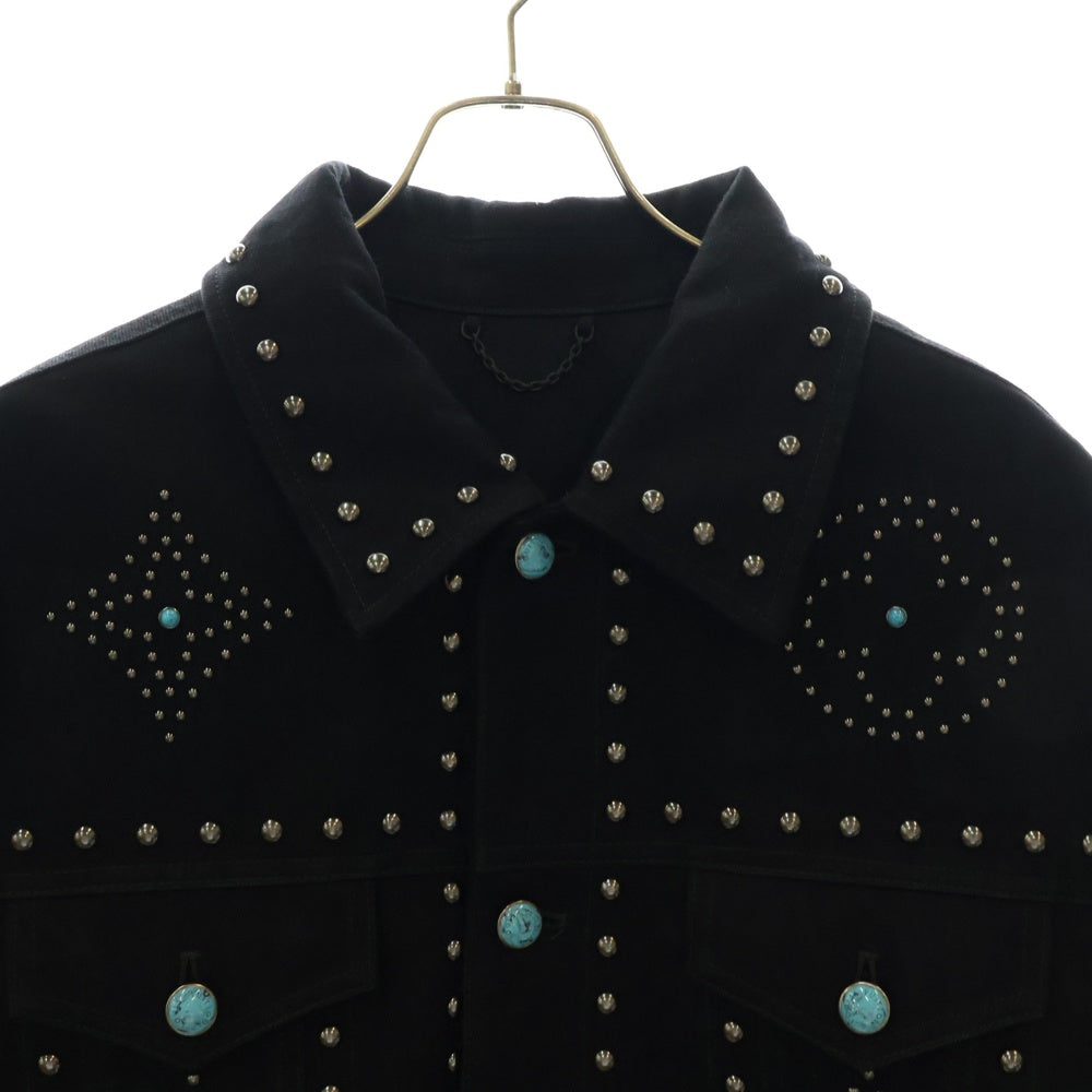LOUIS VUITTON(ルイヴィトン) 24AW ターコイズスタッズ装飾 エンブロイダードデニムジャケット RM242M CHR HRA81W 1AFWX4 ブラック