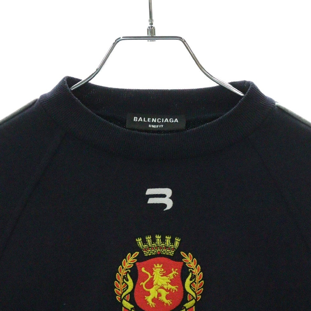 BALENCIAGA(バレンシアガ) LION CREST SPORTY B ライオンクレスト 刺繍 クルーネックスウェットトレーナー 699217 TMV93 ネイビー/レッド