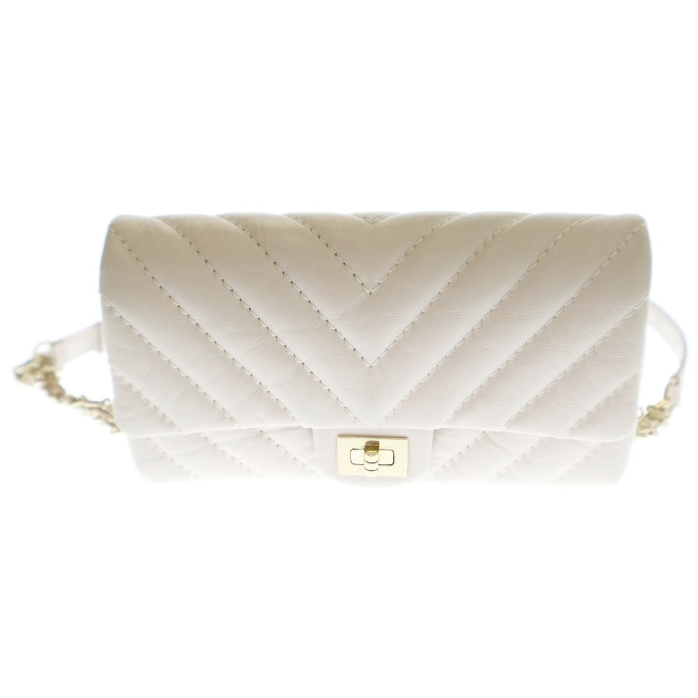 CHANEL(シャネル) 2.55ミニ Vステッチ ミニショルダーバッグ ライトグレー 26番台 レディース