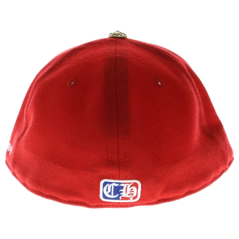 CHROME HEARTS(クロムハーツ) FITTED WOOL ACRYLIC SERGE ハートロゴ刺繍クロスボールベースボールキャップ 帽子 レッド