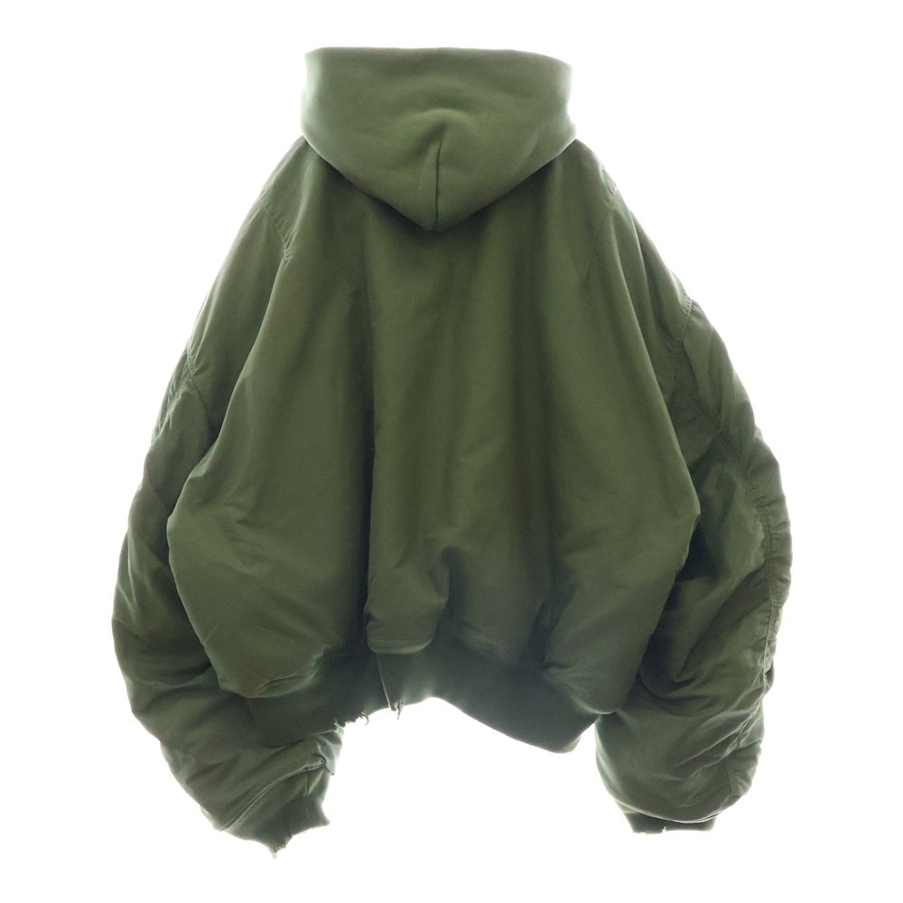 BALENCIAGA(バレンシアガ) 24AW Distressed Hooded Bomber Jacket MA-1 デストロイ加工フーデッドボンバージャケット 796940 TPO04 カーキ