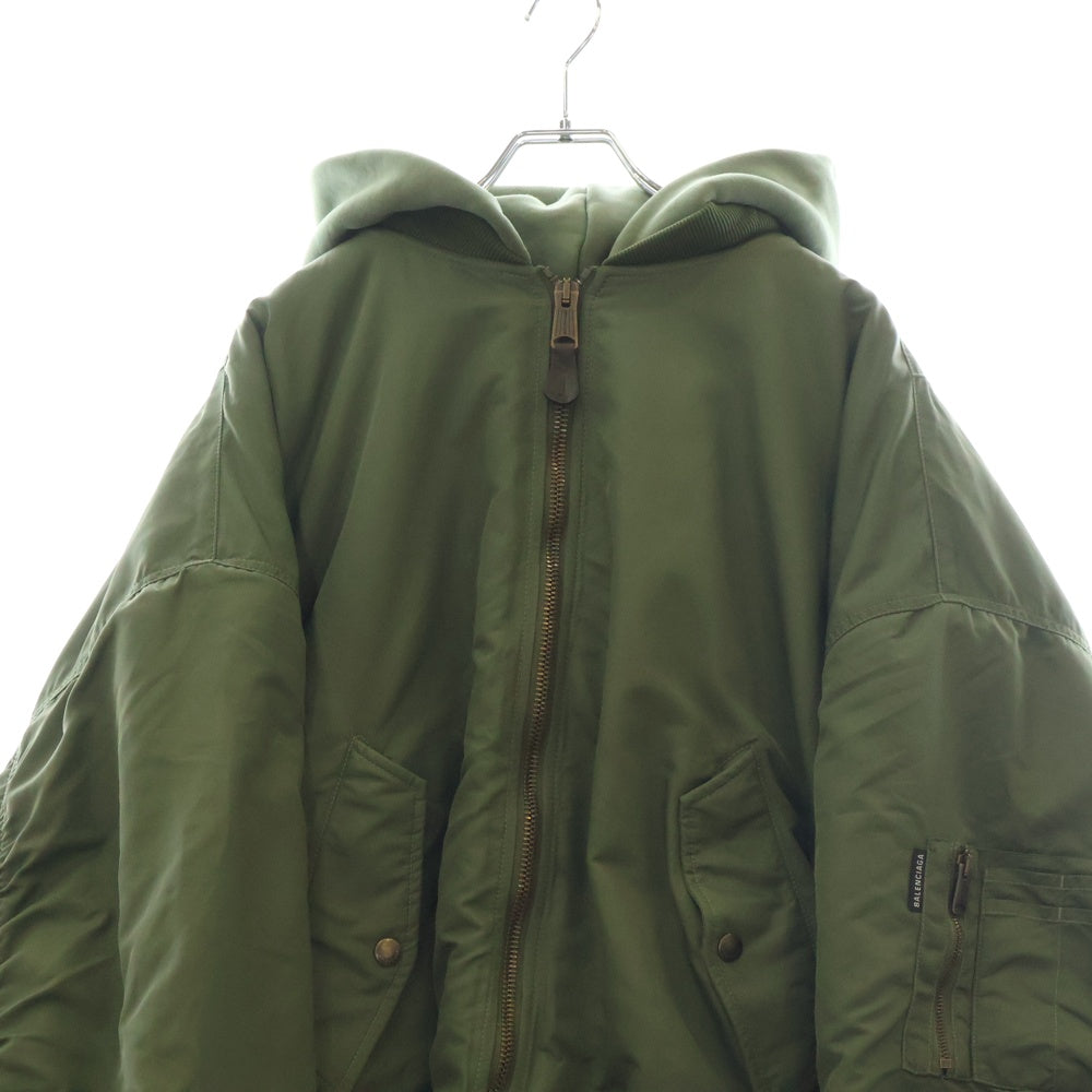 BALENCIAGA(バレンシアガ) 24AW Distressed Hooded Bomber Jacket MA-1 デストロイ加工フーデッドボンバージャケット 796940 TPO04 カーキ