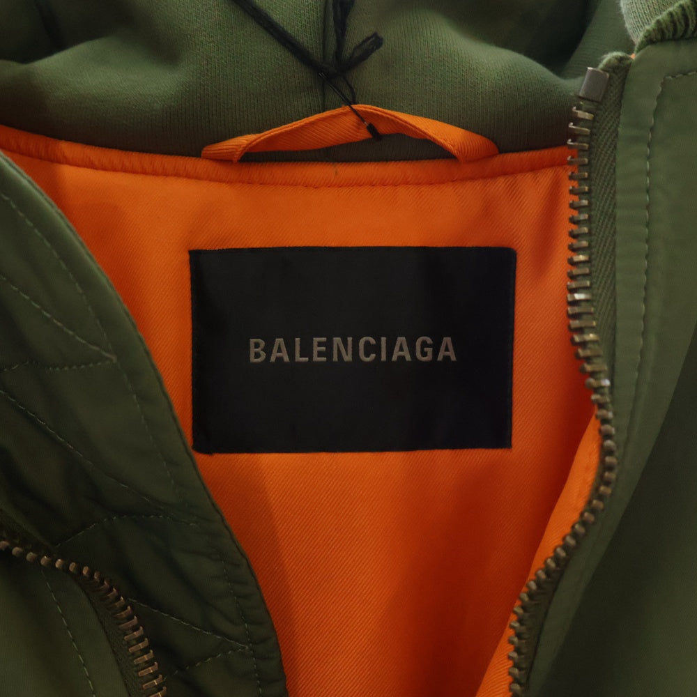 BALENCIAGA(バレンシアガ) 24AW Distressed Hooded Bomber Jacket MA-1 デストロイ加工フーデッドボンバージャケット 796940 TPO04 カーキ