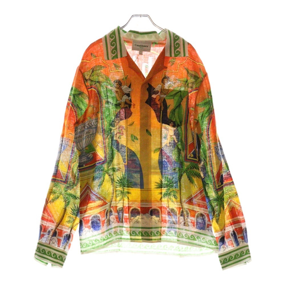 CASABLANCA(カサブランカ) 24SS Trophy Orange linen shirt U-MPS24-SH-006-02 総柄 リネン長袖シャツ マルチ