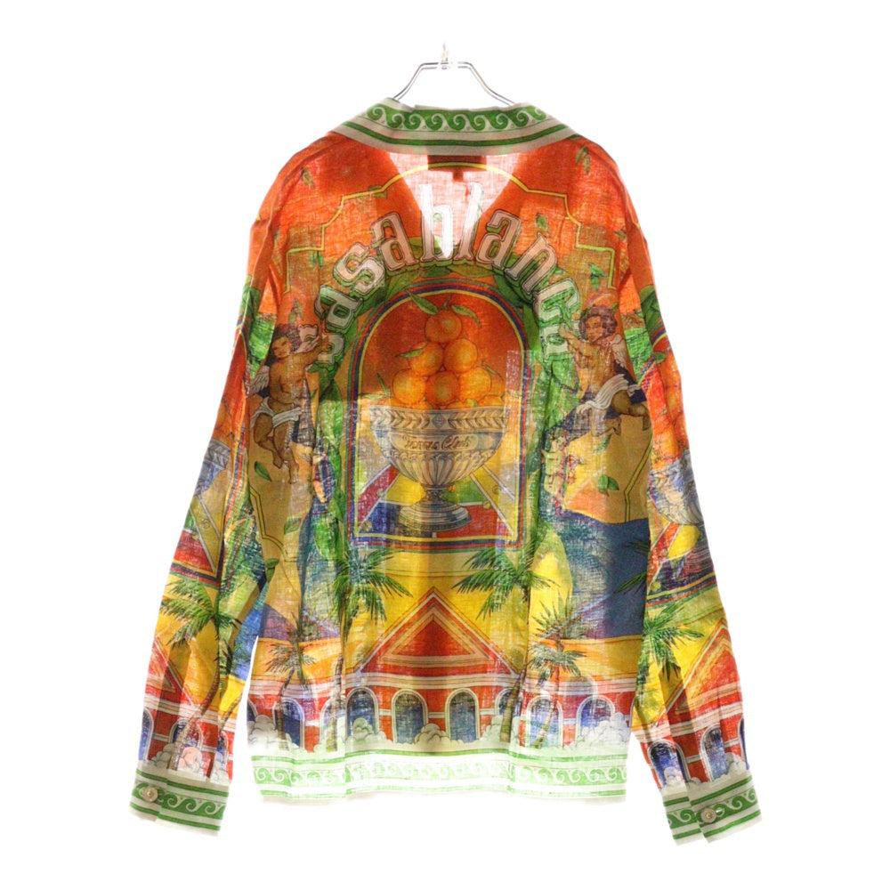 CASABLANCA(カサブランカ) 24SS Trophy Orange linen shirt U-MPS24-SH-006-02 総柄 リネン長袖シャツ マルチ