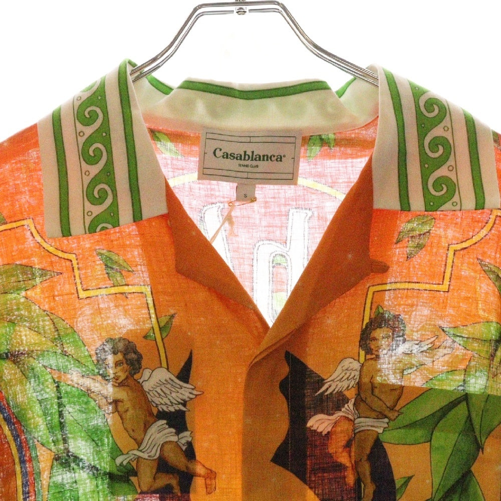 CASABLANCA(カサブランカ) 24SS Trophy Orange linen shirt U-MPS24-SH-006-02 総柄 リネン長袖シャツ マルチ