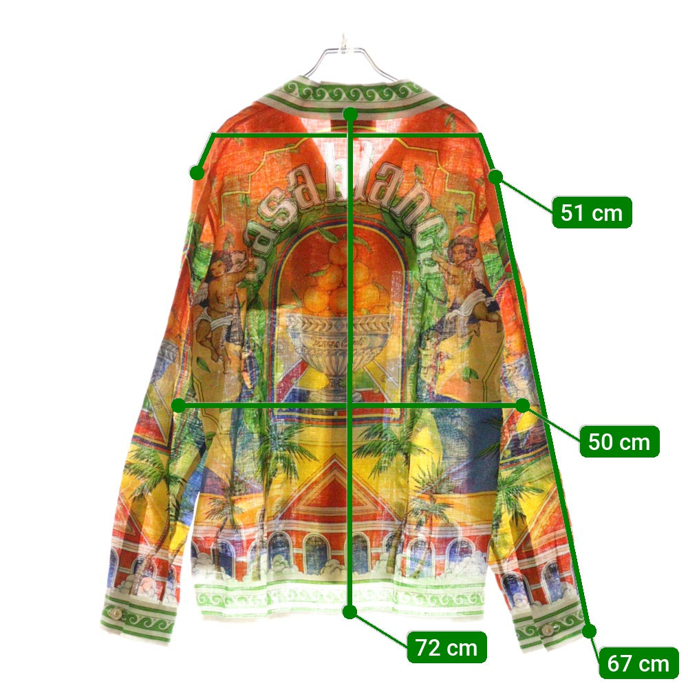 CASABLANCA(カサブランカ) 24SS Trophy Orange linen shirt U-MPS24-SH-006-02 総柄 リネン長袖シャツ マルチ