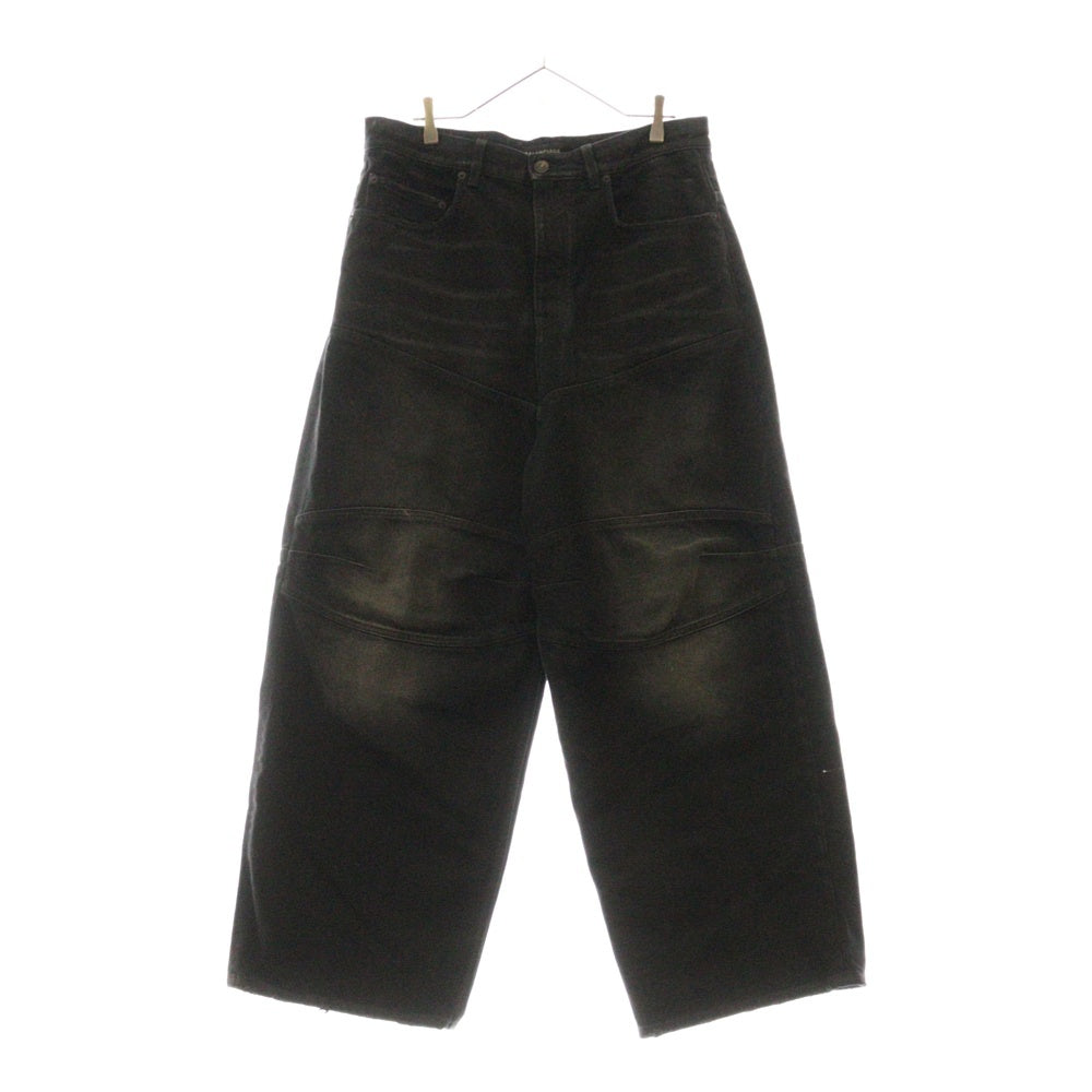 BALENCIAGA(バレンシアガ) 25SS Baggy Denim ドローコードワックス加工バギーデニムワイドパンツ 814161 TQW64 ブラック