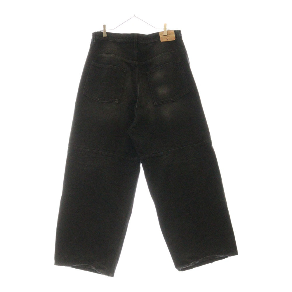 BALENCIAGA(バレンシアガ) 25SS Baggy Denim ドローコードワックス加工バギーデニムワイドパンツ 814161 TQW64 ブラック