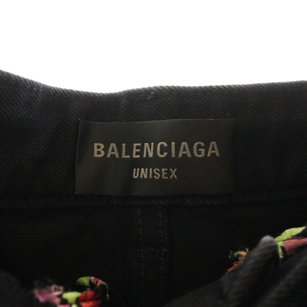 BALENCIAGA(バレンシアガ) 25SS Baggy Denim ドローコードワックス加工バギーデニムワイドパンツ 814161 TQW64 ブラック