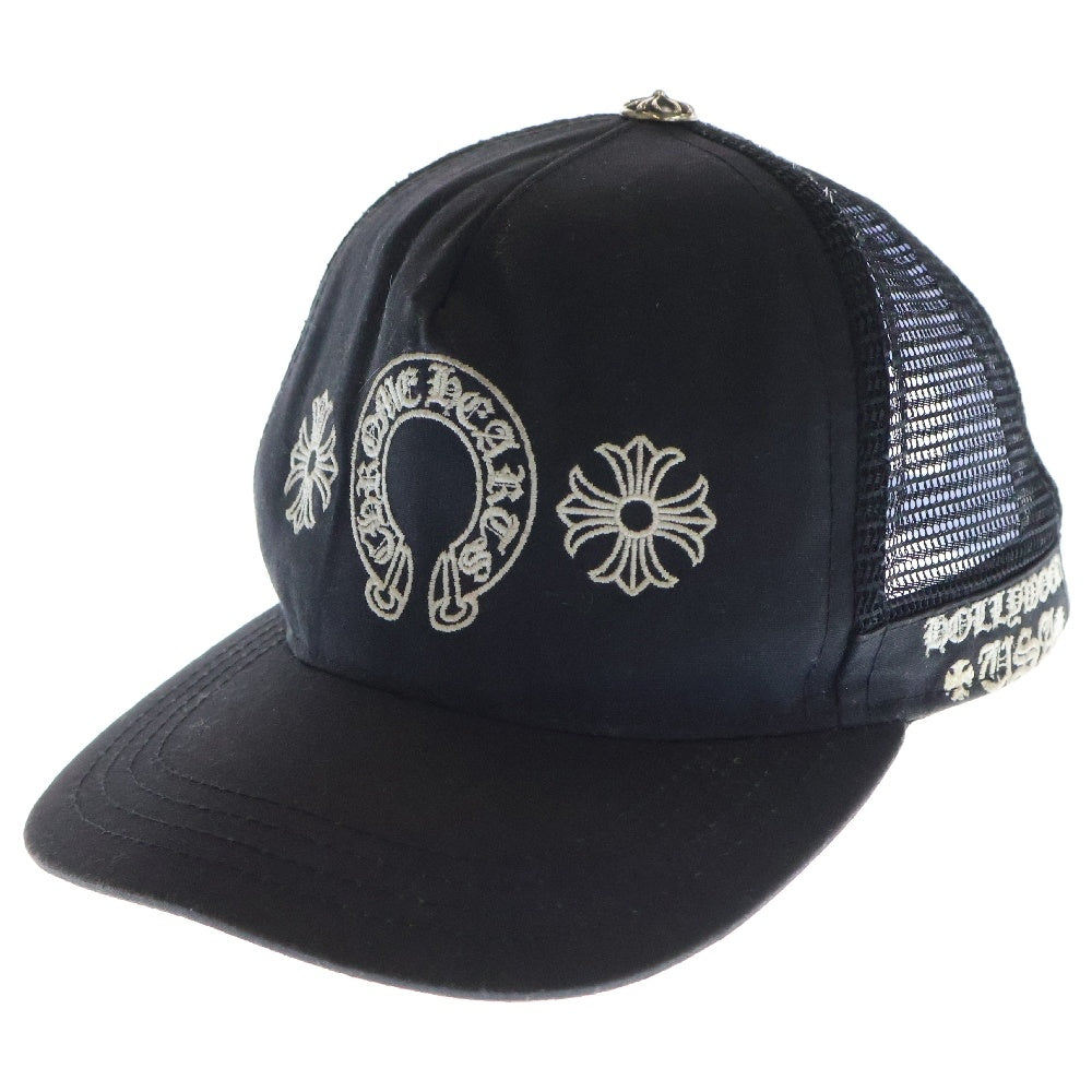 CHROME HEARTS(クロムハーツ) TRUCKER CAP ホースシュー CHプラス刺繍 トラッカーキャップ クロスボール付メッシュキャップ 帽子 ブラック