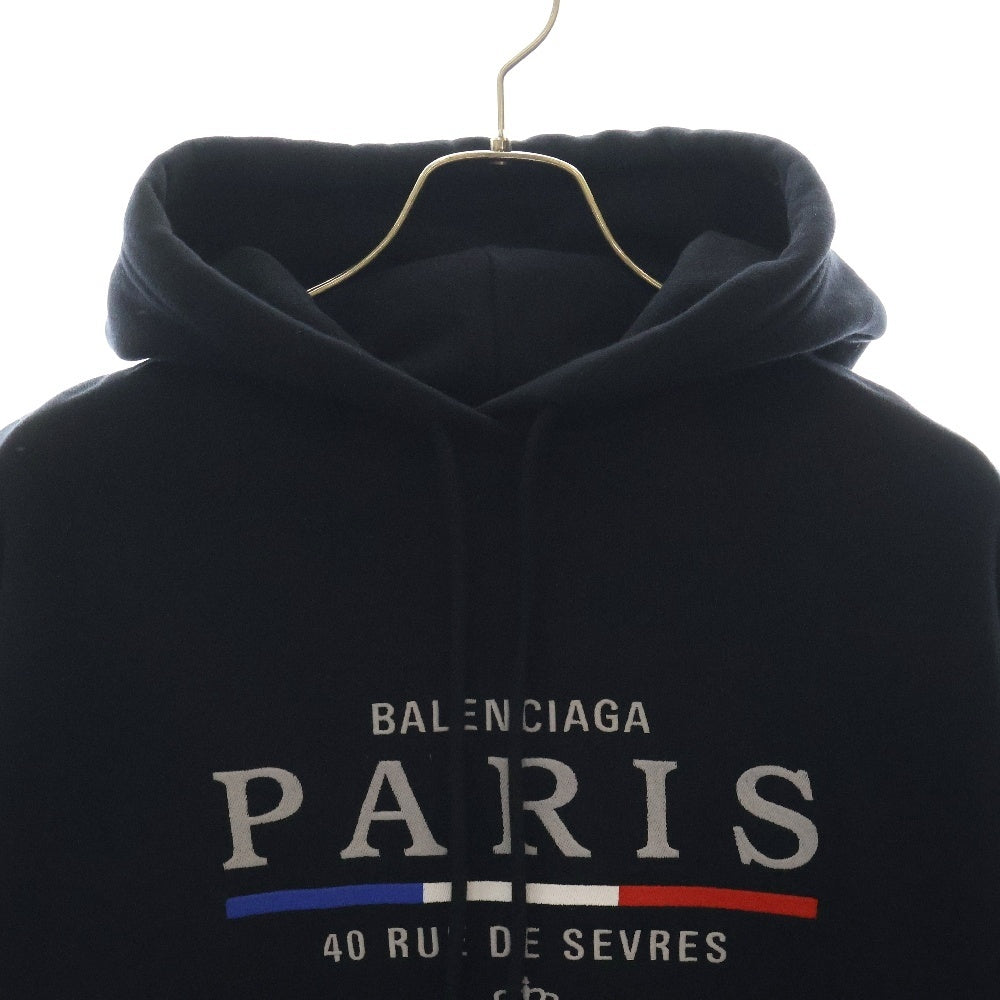 BALENCIAGA(バレンシアガ) 19AW PARIS FLAG HOODIE 578135 TGV68 パリス刺繍プルオーバーパーカー ブラック