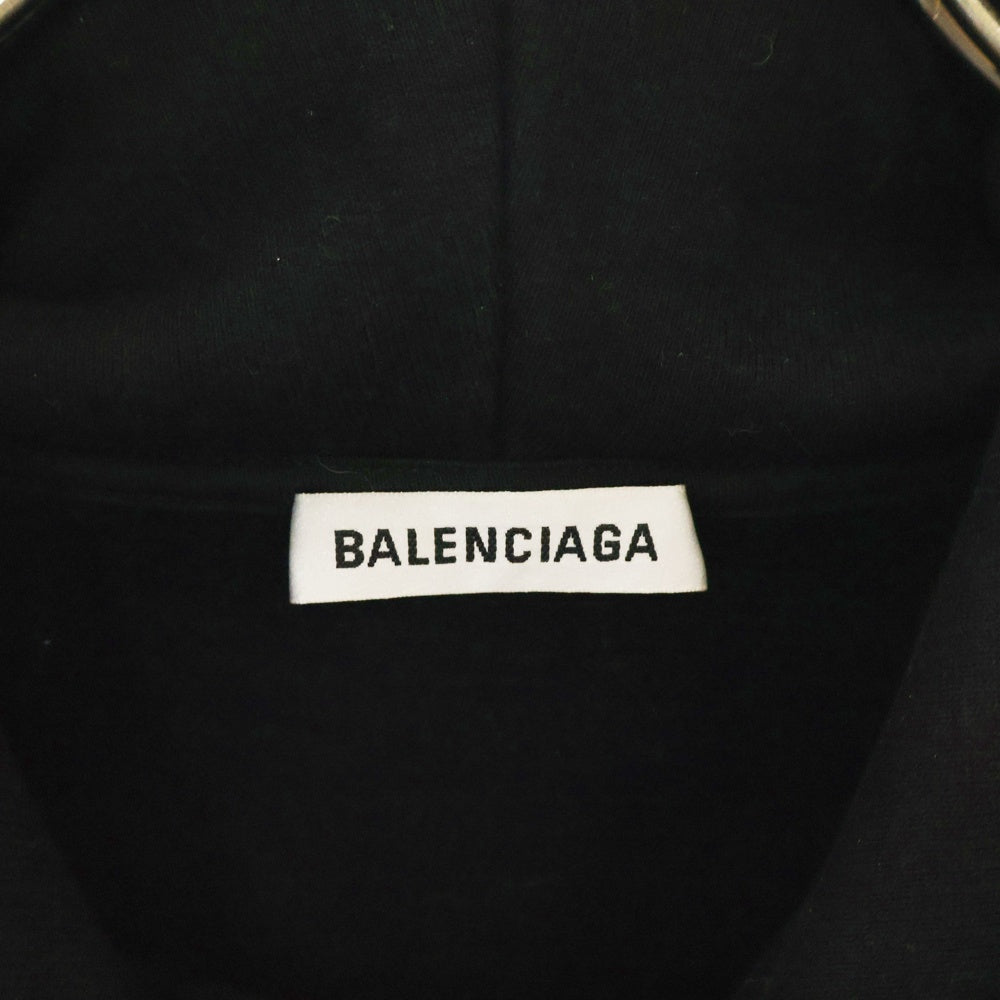BALENCIAGA(バレンシアガ) 19AW PARIS FLAG HOODIE 578135 TGV68 パリス刺繍プルオーバーパーカー ブラック