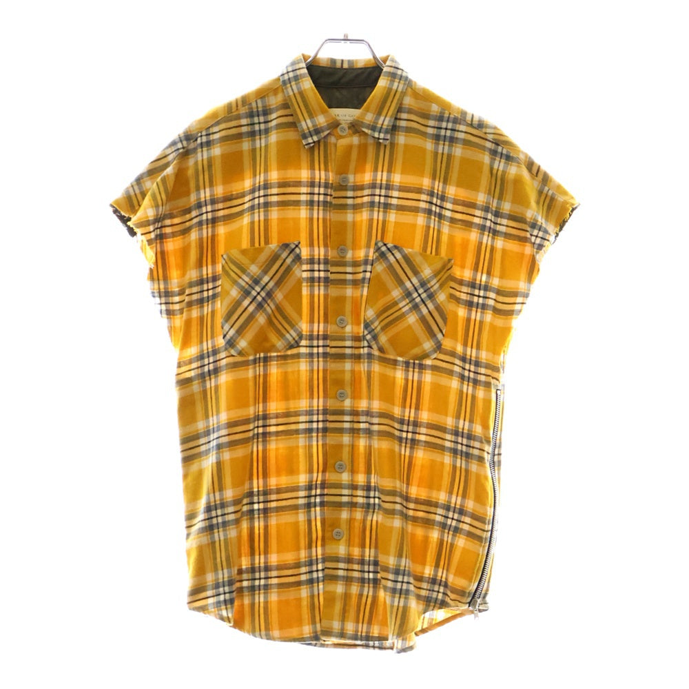 FEAR OF GOD(フィアオブゴッド) FOURTH COLLECTION チェック柄 サイドジップ ノースリーブシャツ イエロー