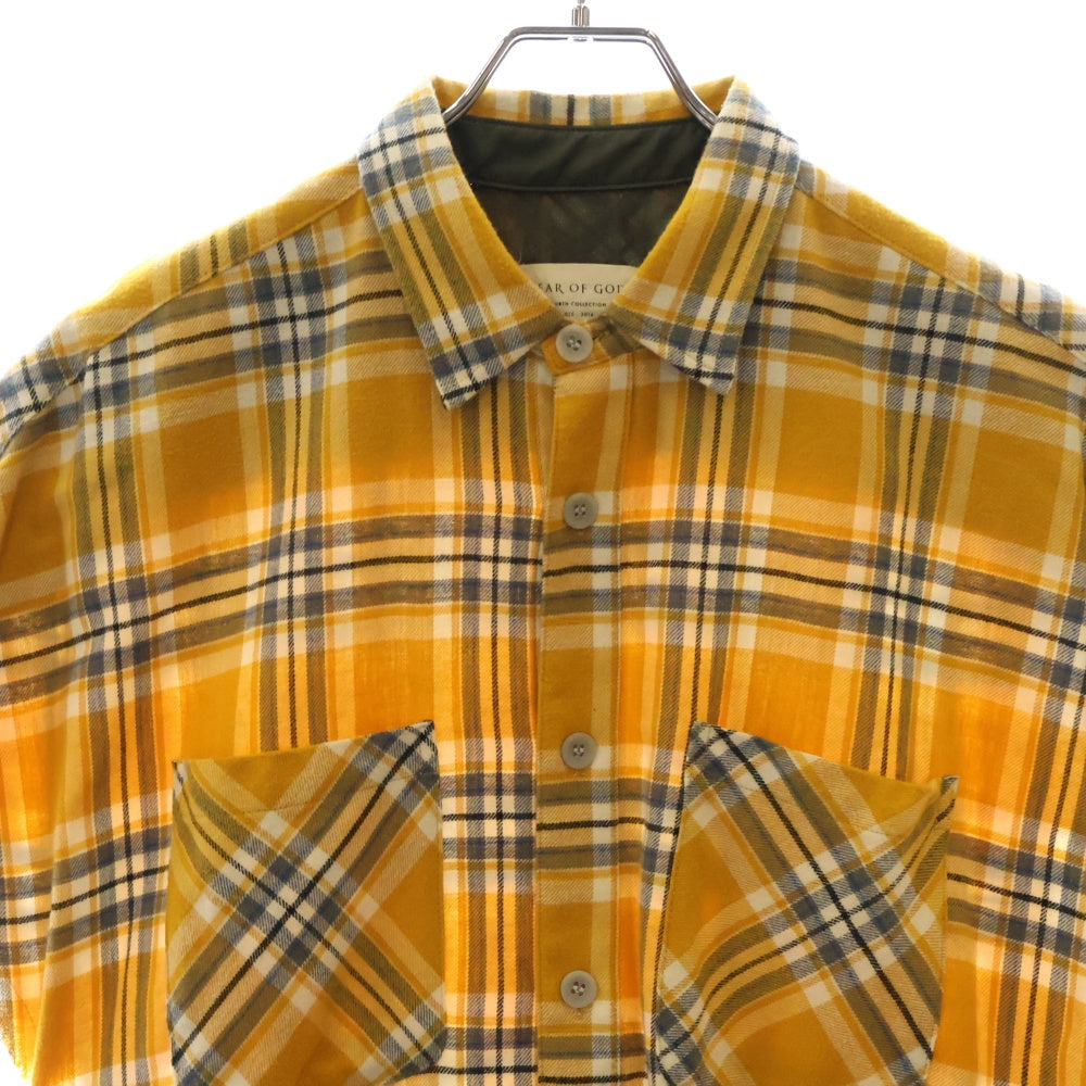 FEAR OF GOD(フィアオブゴッド) FOURTH COLLECTION チェック柄 サイドジップ ノースリーブシャツ イエロー