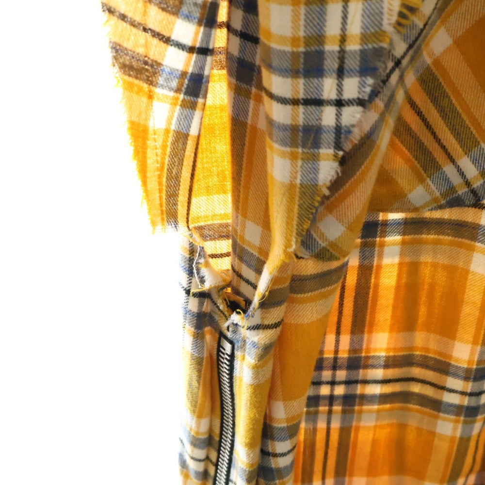FEAR OF GOD(フィアオブゴッド) FOURTH COLLECTION チェック柄 サイドジップ ノースリーブシャツ イエロー