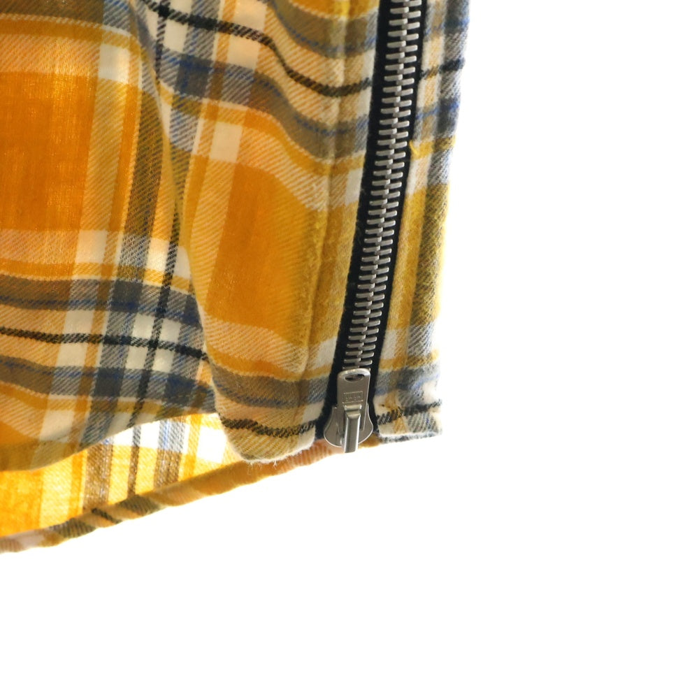 FEAR OF GOD(フィアオブゴッド) FOURTH COLLECTION チェック柄 サイドジップ ノースリーブシャツ イエロー
