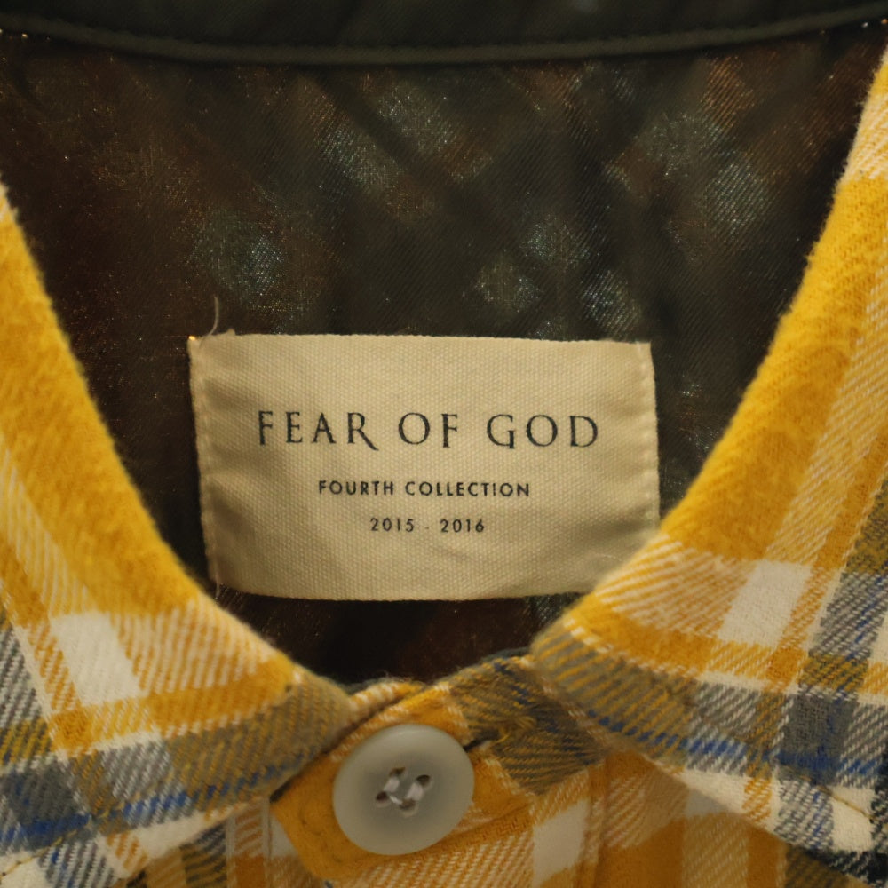 FEAR OF GOD(フィアオブゴッド) FOURTH COLLECTION チェック柄 サイドジップ ノースリーブシャツ イエロー