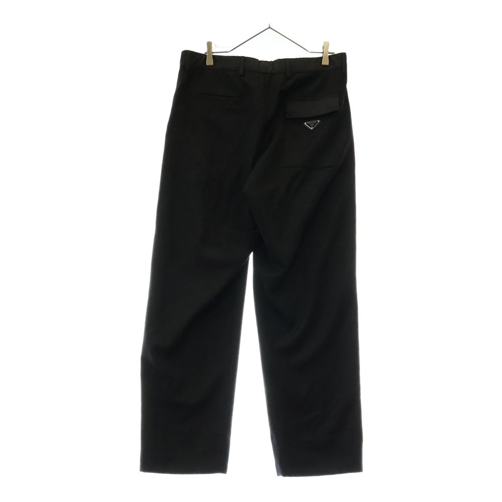 PRADA(プラダ) 22SS トライアングルプレート ウールギャバスラックスパンツ SPH177 S221 11A6 ブラック