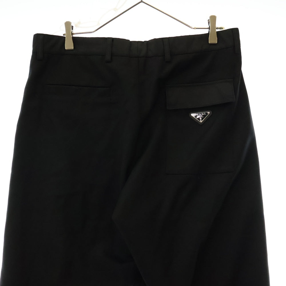 PRADA(プラダ) 22SS トライアングルプレート ウールギャバスラックスパンツ SPH177 S221 11A6 ブラック